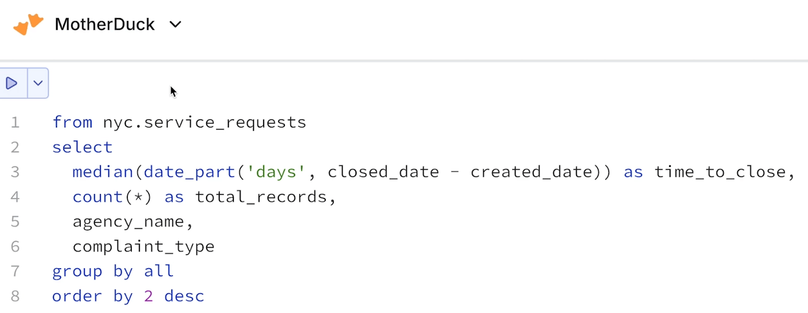 MotherDuck SQL interface